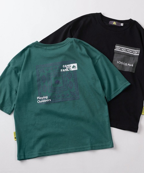 LOGOS(ロゴス)の「【99】【LOGOS/ロゴス】ロゴポケット付 バックプリント ドライ クルーネックTシャツ/吸水速乾/キッズ(Tシャツ/カットソー・キッズ・ブラック/サックスブルー/ブラック系その他/ベージュ系その他/グリーン/ベージュ・130/140/150/160)」の5枚目の写真