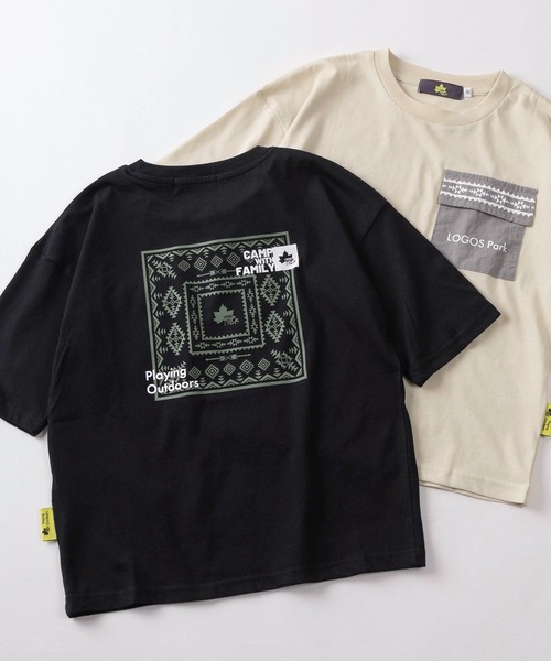 LOGOS(ロゴス)の「【99】【LOGOS/ロゴス】ロゴポケット付 バックプリント ドライ クルーネックTシャツ/吸水速乾/キッズ(Tシャツ/カットソー・キッズ・ブラック/サックスブルー/ブラック系その他/ベージュ系その他/グリーン/ベージュ・130/140/150/160)」の1枚目の写真