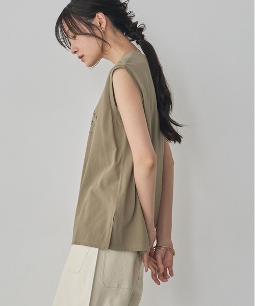 hunch(ハンチ)の「USAコットン ロゴノースリーブトップス(Tシャツ/カットソー・レディース・ネイビー/カーキ/オフホワイト・FREE)」の10枚目の写真