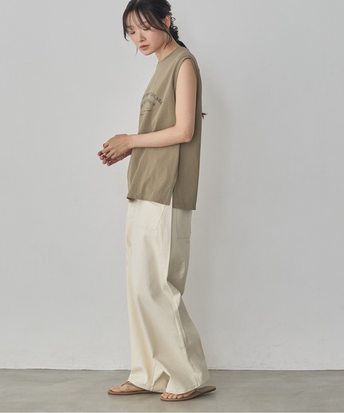 hunch(ハンチ)の「USAコットン ロゴノースリーブトップス(Tシャツ/カットソー・レディース・ネイビー/カーキ/オフホワイト・FREE)」の13枚目の写真