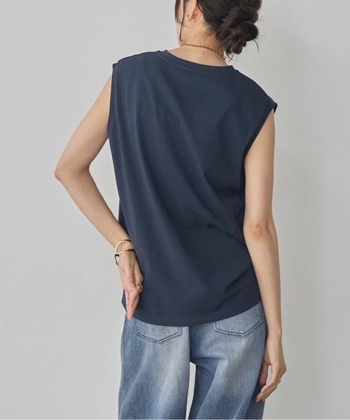 hunch(ハンチ)の「USAコットン ロゴノースリーブトップス(Tシャツ/カットソー・レディース・ネイビー/カーキ/オフホワイト・FREE)」の18枚目の写真