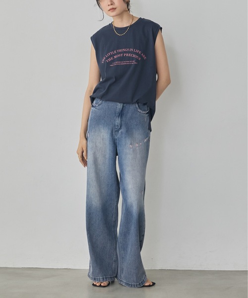 hunch(ハンチ)の「USAコットン ロゴノースリーブトップス(Tシャツ/カットソー・レディース・ネイビー/カーキ/オフホワイト・FREE)」の21枚目の写真