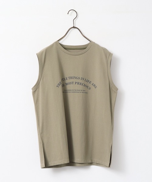 hunch(ハンチ)の「USAコットン ロゴノースリーブトップス(Tシャツ/カットソー・レディース・ネイビー/カーキ/オフホワイト・FREE)」の22枚目の写真