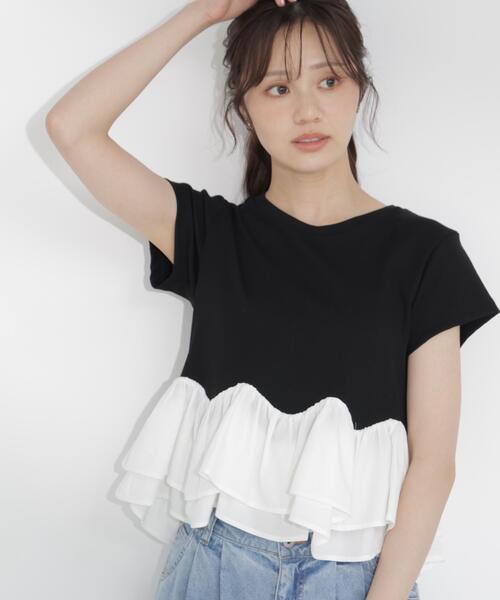 PROPORTION BODY DRESSING(プロポーションボディドレッシング)の「<a>ホイップフリルTシャツ / 1216269501(Tシャツ/カットソー・レディース・ブラック/グレー系その他/ホワイト・FREE)」の2枚目の写真