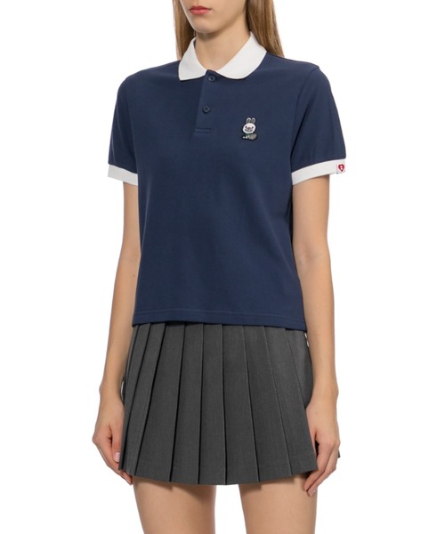 A BATHING APE（アベイシングエイプ）の「BABY DOPPY BADGE POLO CROP TEE（ポロシャツ・レディース・ネイビー/ホワイト・X-SMALL/SMALL）」の6枚目の写真