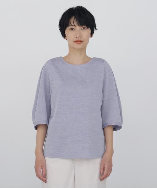 human woman（ヒューマンウーマン）の「◆【ウォッシャブル】ジャカードストライプクルーネックプルオーバー（Tシャツ/カットソー・レディース・ダークインディゴブルー/ブルー系その他3・MEDIUM）」の15枚目の写真