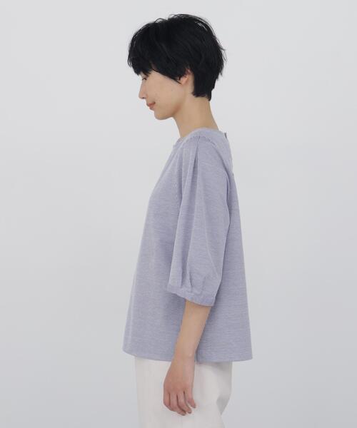 human woman（ヒューマンウーマン）の「◆【ウォッシャブル】ジャカードストライプクルーネックプルオーバー（Tシャツ/カットソー・レディース・ダークインディゴブルー/ブルー系その他3・MEDIUM）」の16枚目の写真