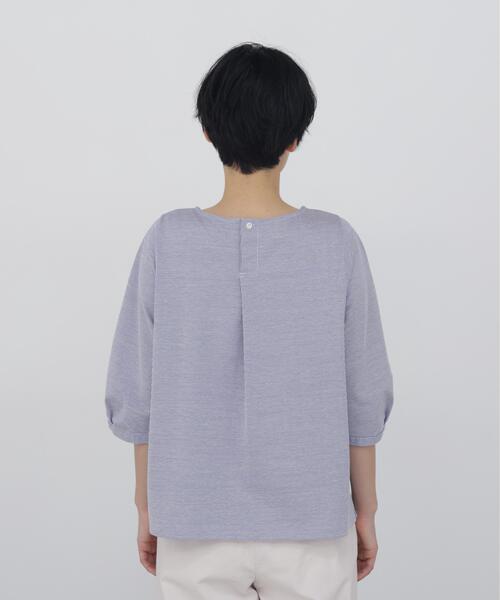 human woman（ヒューマンウーマン）の「◆【ウォッシャブル】ジャカードストライプクルーネックプルオーバー（Tシャツ/カットソー・レディース・ダークインディゴブルー/ブルー系その他3・MEDIUM）」の17枚目の写真