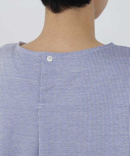 human woman（ヒューマンウーマン）の「◆【ウォッシャブル】ジャカードストライプクルーネックプルオーバー（Tシャツ/カットソー・レディース・ダークインディゴブルー/ブルー系その他3・MEDIUM）」の6枚目の写真