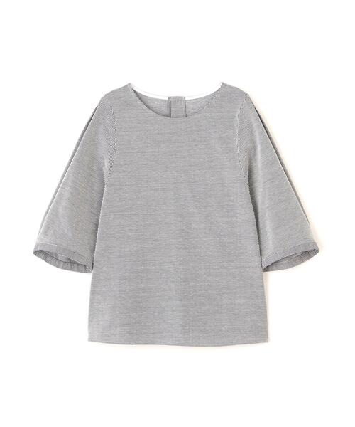 human woman（ヒューマンウーマン）の「◆【ウォッシャブル】ジャカードストライプクルーネックプルオーバー（Tシャツ/カットソー・レディース・ダークインディゴブルー/ブルー系その他3・MEDIUM）」の8枚目の写真