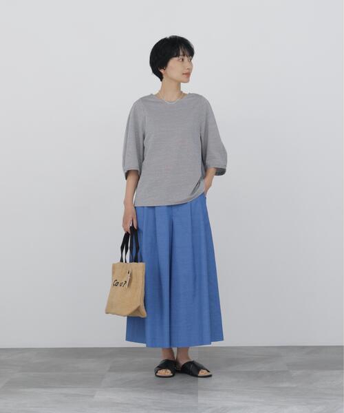 human woman（ヒューマンウーマン）の「◆【ウォッシャブル】ジャカードストライプクルーネックプルオーバー（Tシャツ/カットソー・レディース・ダークインディゴブルー/ブルー系その他3・MEDIUM）」の10枚目の写真