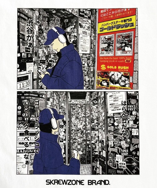 SKREWZONE(スクリューゾーン)の「SKREWZONE × GOLD RUSH イラストTシャツ(Tシャツ/カットソー・メンズ・ブラック/ホワイト・LARGE/X-LARGE/XX-LARGE/MEDIUM)」の5枚目の写真