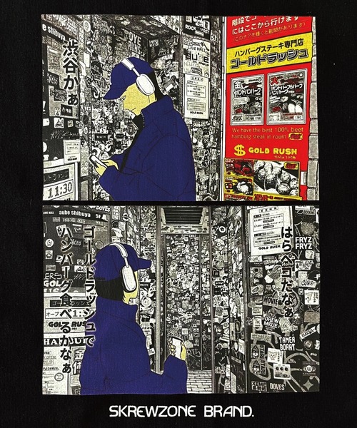 SKREWZONE(スクリューゾーン)の「SKREWZONE × GOLD RUSH イラストTシャツ(Tシャツ/カットソー・メンズ・ブラック/ホワイト・LARGE/X-LARGE/XX-LARGE/MEDIUM)」の9枚目の写真
