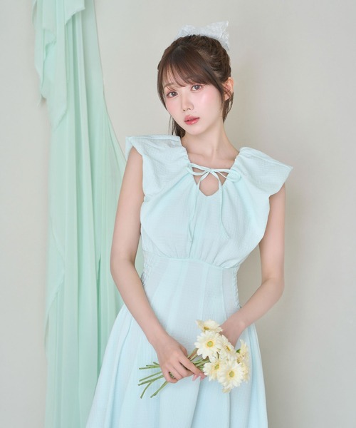 Rose Muse（ロゼミューズ）の「Sherbet flare dress（ワンピース・レディース・ミント/ピンク・FREE）」の5枚目の写真
