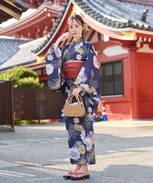 Ambre Neige(アンブルネージュ)の「2way yukata set / 2way浴衣セット(浴衣・レディース・その他/ネイビー/ピンク/ブルー・FREE)」の6枚目の写真