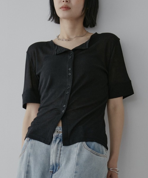 Aunt Marie's(アントマリーズ)の「ランダムボタンシアーハーフスリーブカーディガン(Tシャツ/カットソー・レディース・ブルー/ブラック/アイボリー・FREE)」の20枚目の写真