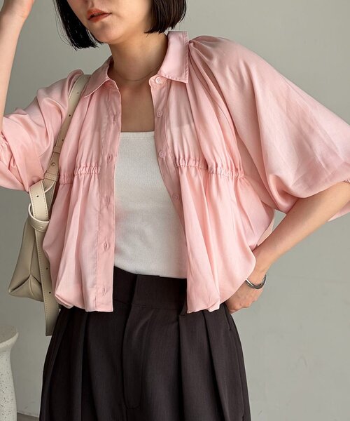 CAPRICIEUX LE'MAGE(カプリシューレマージュ)の「バルーンクロップシアーシャツ(シャツ/ブラウス・レディース・ピンク/ホワイト/ブラック/ベージュ・FREE)」の4枚目の写真