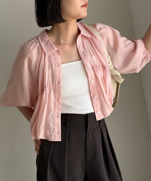 CAPRICIEUX LE'MAGE(カプリシューレマージュ)の「バルーンクロップシアーシャツ(シャツ/ブラウス・レディース・ピンク/ホワイト/ブラック/ベージュ・FREE)」の22枚目の写真