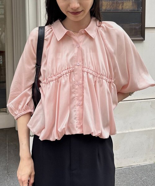 CAPRICIEUX LE'MAGE(カプリシューレマージュ)の「バルーンクロップシアーシャツ(シャツ/ブラウス・レディース・ピンク/ホワイト/ブラック/ベージュ・FREE)」の8枚目の写真