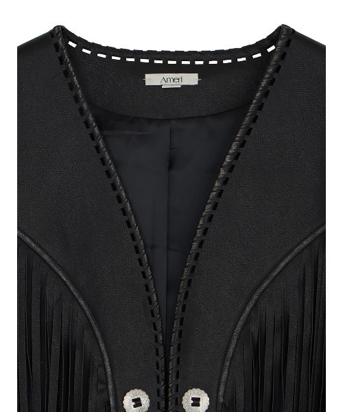 Ameri(アメリ)の「WESTERN FRINGE SYNTHETIC LEATHER VEST(ベスト・レディース・ブラック・FREE)」の7枚目の写真