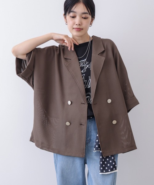 Bou Jeloud(ブージュルード)の「メッシュダブルジャケット(その他アウター・レディース・ブラック/カーキ・38)」の12枚目の写真
