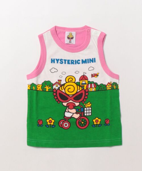 HYSTERIC MINI(ヒステリックミニ)の「HAPPY DRIVE ノースリーブTシャツ(タンクトップ・キッズ・マルチ/ピンク/ブラック・90)」の2枚目の写真