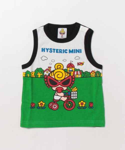 HYSTERIC MINI(ヒステリックミニ)の「HAPPY DRIVE ノースリーブTシャツ(タンクトップ・キッズ・マルチ/ピンク/ブラック・90)」の1枚目の写真