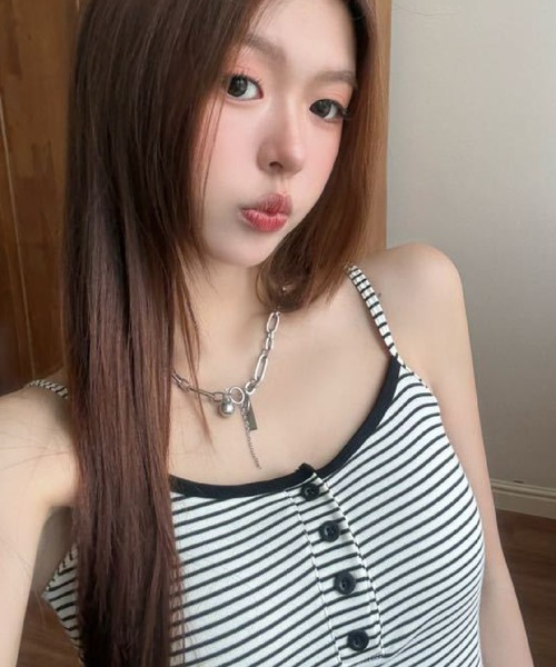 HALEY PESCA(ヘーリーペスカ)の「HALEY PESCA/フェイクレイヤードボーダーリブキャミソール(キャミソール・レディース・ホワイト系その他/ホワイト/グレー/ブラック/ブラウン/ブラック系その他・FREE)」の13枚目の写真