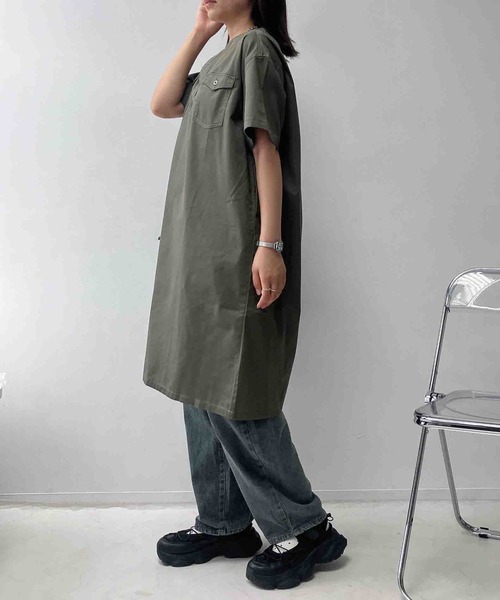 AS KNOW AS plus(アズノゥアズプラス)の「○ダブルポケットスキッパー半袖ワンピース(ワンピース・レディース・カーキ/ブラック/ブルー・FREE)」の19枚目の写真