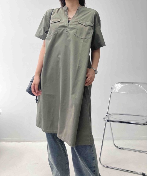 AS KNOW AS plus(アズノゥアズプラス)の「○ダブルポケットスキッパー半袖ワンピース(ワンピース・レディース・カーキ/ブラック/ブルー・FREE)」の22枚目の写真