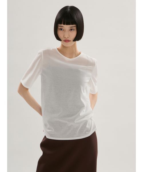 UNDERSON UNDERSON(アンダーソン アンダーソン)の「WASHIエアリーTシャツ(Tシャツ/カットソー・レディース・ブラック/ホワイト/ピンク/ライム・F)」の9枚目の写真