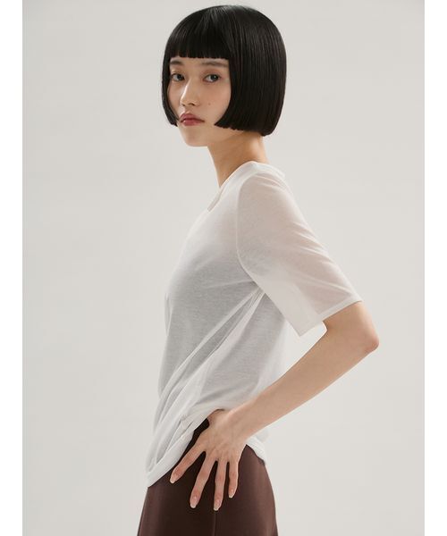 UNDERSON UNDERSON(アンダーソン アンダーソン)の「WASHIエアリーTシャツ(Tシャツ/カットソー・レディース・ブラック/ホワイト/ピンク/ライム・F)」の10枚目の写真
