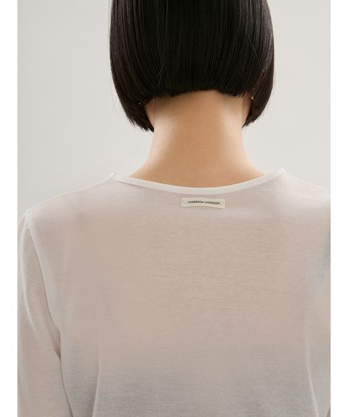 UNDERSON UNDERSON(アンダーソン アンダーソン)の「WASHIエアリーTシャツ(Tシャツ/カットソー・レディース・ブラック/ホワイト/ピンク/ライム・F)」の12枚目の写真