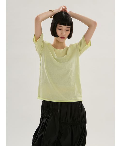 UNDERSON UNDERSON(アンダーソン アンダーソン)の「WASHIエアリーTシャツ(Tシャツ/カットソー・レディース・ブラック/ホワイト/ピンク/ライム・F)」の21枚目の写真