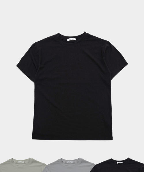 PLACESTUDIOMAN（プレイススタジオメンズ）の「シンプルデイリーマッスルフィットベーシックリブラウンドネックショートスリーブ半袖Tシャツ_3COLOR（Tシャツ/カットソー・メンズ・グレー/ベージュ/ブラック・FREE）」の4枚目の写真