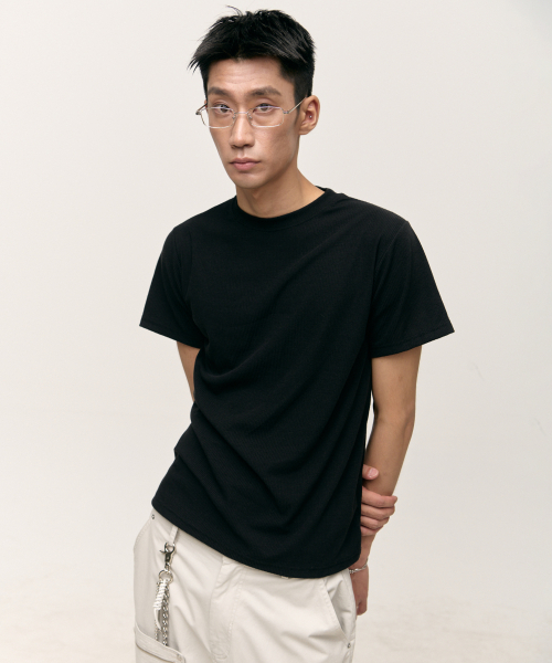 PLACESTUDIOMAN（プレイススタジオメンズ）の「シンプルデイリーマッスルフィットベーシックリブラウンドネックショートスリーブ半袖Tシャツ_3COLOR（Tシャツ/カットソー・メンズ・グレー/ベージュ/ブラック・FREE）」の8枚目の写真