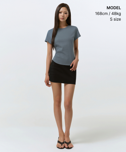 MUSINSA STANDARD WOMAN（ムシンサスタンダードウーマン）の「ウィメンズラウンドヘムTシャツ[ピーコックブルー]（Tシャツ/カットソー・レディース・その他・X-SMALL/SMALL/MEDIUM/LARGE）」の2枚目の写真