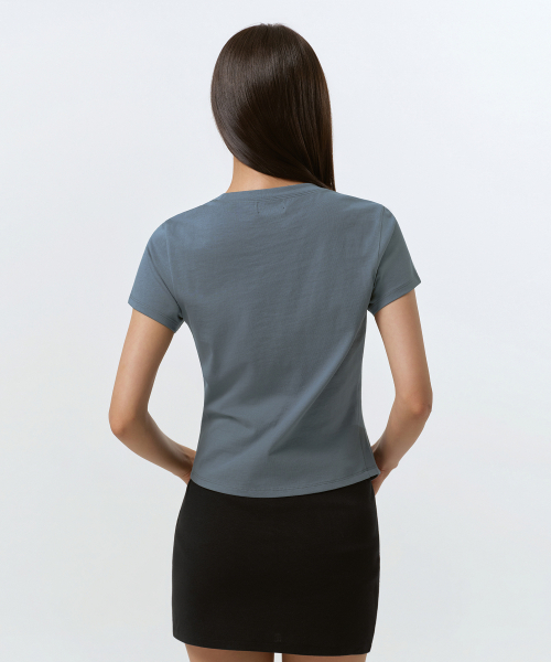 MUSINSA STANDARD WOMAN（ムシンサスタンダードウーマン）の「ウィメンズラウンドヘムTシャツ[ピーコックブルー]（Tシャツ/カットソー・レディース・その他・X-SMALL/SMALL/MEDIUM/LARGE）」の3枚目の写真