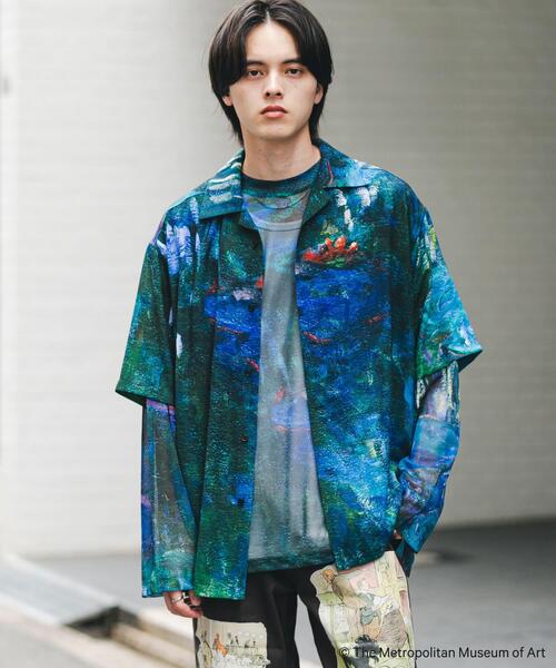 SENSE OF PLACE by URBAN RESEARCH（センスオブプレイスバイアーバンリサーチ）の「『別注』The Met×SENSE OF PLACE　ショートスリーブ シャツ(モネ)（シャツ/ブラウス・メンズ・ライトピンク/ブラック・LARGE/MEDIUM）」の3枚目の写真