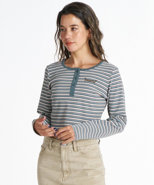 ROXY（ロキシー）の「ROXY/ロキシー ヘンリーネックロンT RLT264006（Tシャツ/カットソー・レディース・ホワイト/ブラウン/カーキ/ブラック・M/L）」の4枚目の写真