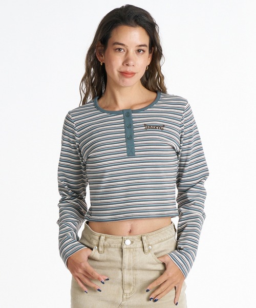ROXY（ロキシー）の「ROXY/ロキシー ヘンリーネックロンT RLT264006（Tシャツ/カットソー・レディース・ホワイト/ブラウン/カーキ/ブラック・M/L）」の11枚目の写真
