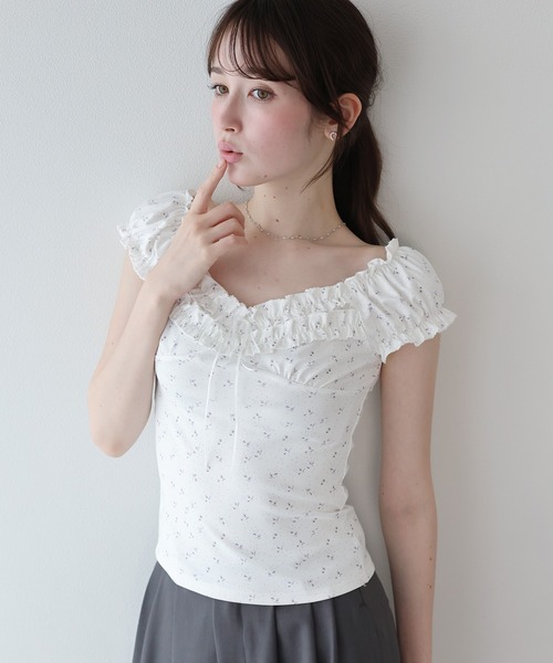 BLUEEAST(ブルーイースト)の「フラワー柄フリルリボンカットソー(Tシャツ/カットソー・レディース・ホワイト/グレー/イエロー・MEDIUM)」の19枚目の写真