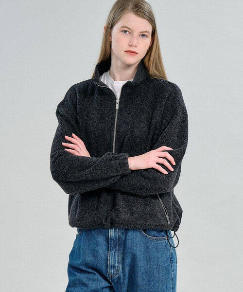 ORCIVAL(オーシバル)の「ORCIVAL | ブラッシュドフリース スタンドカラージッププルオーバー WOMEN(その他アウター・レディース・チャコール/オートミール・1)」の4枚目の写真