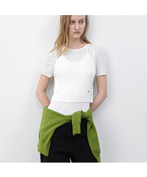 LAYERD HALTER NECK BUSTIER&TOP KNIT SET (T-7250)