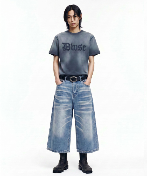 DWSE(ディーダブリューエスイー)の「ウェーブキャットブラシバミューダデニムパンツ(ブルー)(その他パンツ・メンズ・その他・SMALL/MEDIUM/LARGE/X-LARGE)」の4枚目の写真