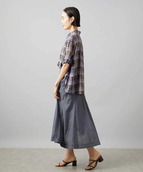 MICHEL KLEIN(ミッシェル・クラン)の「シアーチェックシャツ(シャツ/ブラウス・レディース・ブラウン/ダークラベンダー・38)」の8枚目の写真