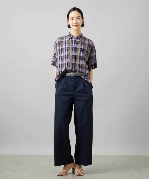 MICHEL KLEIN(ミッシェル・クラン)の「シアーチェックシャツ(シャツ/ブラウス・レディース・ブラウン/ダークラベンダー・38)」の11枚目の写真