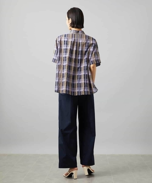 MICHEL KLEIN(ミッシェル・クラン)の「シアーチェックシャツ(シャツ/ブラウス・レディース・ブラウン/ダークラベンダー・38)」の13枚目の写真