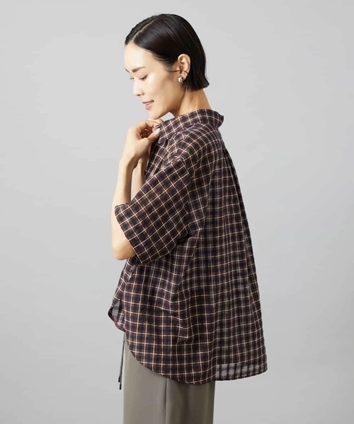 MICHEL KLEIN(ミッシェル・クラン)の「シアーチェックシャツ(シャツ/ブラウス・レディース・ブラウン/ダークラベンダー・38)」の15枚目の写真