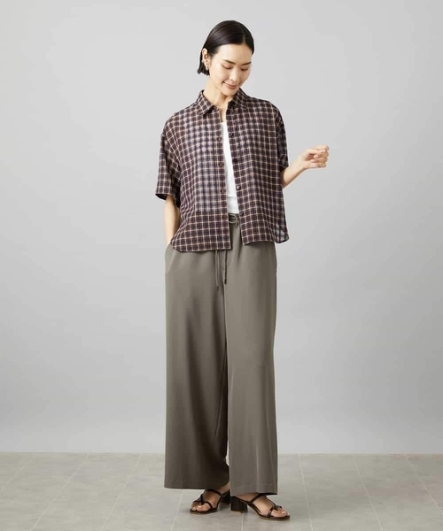 MICHEL KLEIN(ミッシェル・クラン)の「シアーチェックシャツ(シャツ/ブラウス・レディース・ブラウン/ダークラベンダー・38)」の16枚目の写真